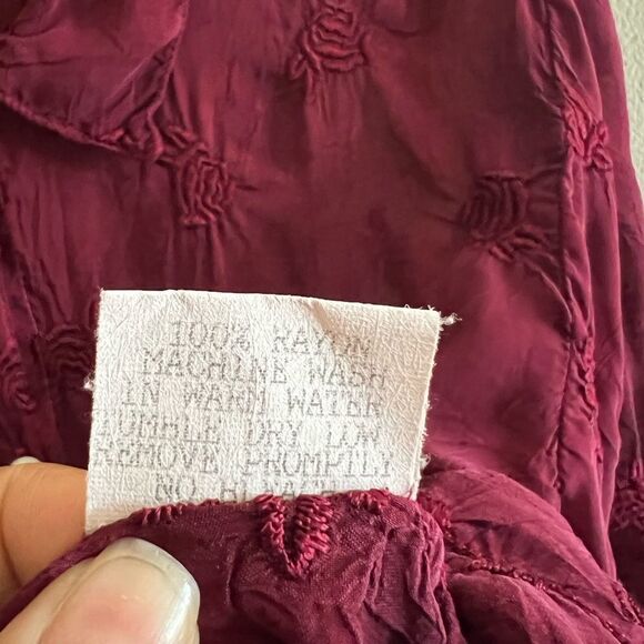 Johnny Was Lace Floral Semi Sheer Collar Button Front Top - Picture 6 of 9